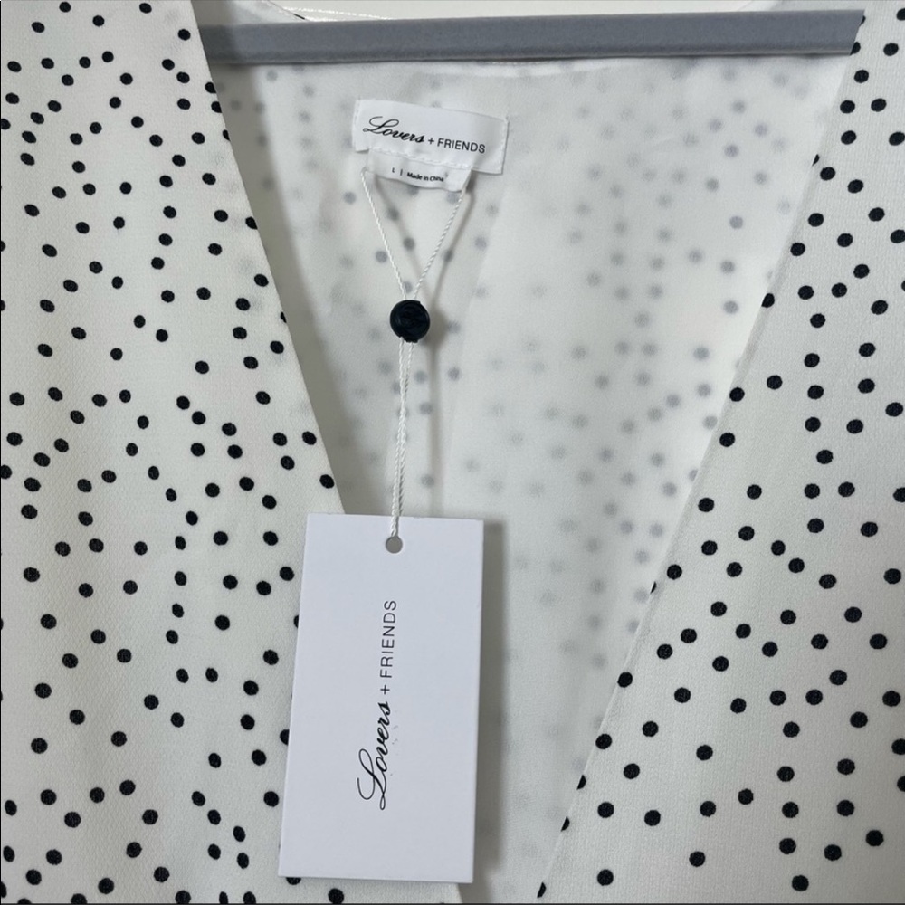 Lovers + Friends White Polka Dot V-Neck Jumpsuit - Picture 8 of 9